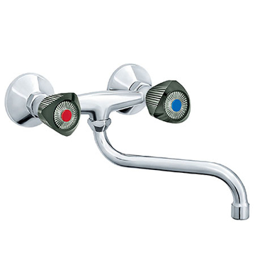 Slika Baterija Clasic za lavabo/sudoperu zidna KF01101 dvoručna pokretni izliv 200 mm