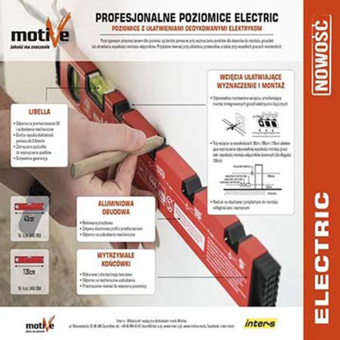 Slika Libela za električare PROFI MOTIVE 43 cm aluminijumska