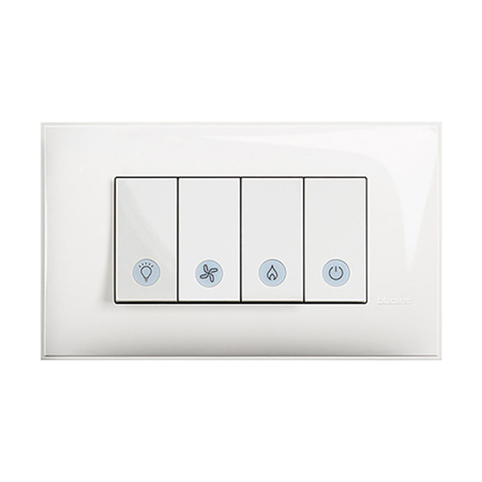 Slika Bticino Classia kupatilski komplet prekidača 4 modula sa indikacijom LED 2x10A 2x16AX 250V bela RW4001B4
