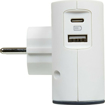 Slika Utikač ugaoni 2×2P + USB A+C Legrand 049401 (sa stalkom za telefon)