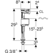 Slika Plovak monobloka 3/8" GEBERIT Impuls Basic donji 323 (136.754.00.1)